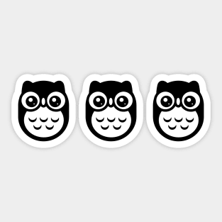 Black Cute baby Owl row Sticker